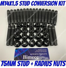 Black Alloy Wheel Conversion Studs + Nuts 75mm x 20 For Original Vw Golf T5