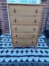 Vintage Mid Century Oak Chest Of Drawers Tallboy Can Deliver