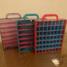 Shopkins Display Case Small Toy Storage Organizer Bundle X 3 Pink Purple Teal