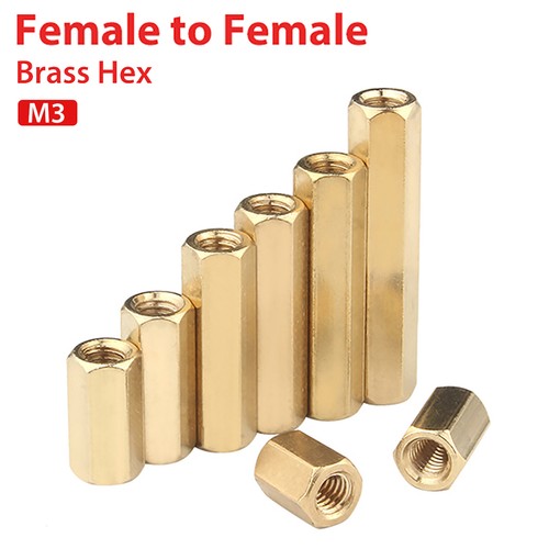 Female brass - brass, hex