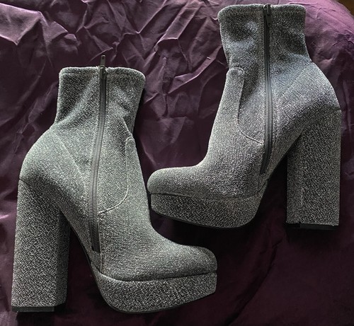 Silver boots platform - silver, (platform
