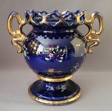 MASON'S IRONSTONE FLORAL SPRIGS MAZARINE BLUE VASE C1815-20