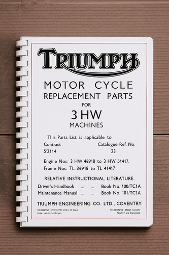 Triumph 3hw spare parts book - triumph,
