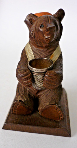 Antique black forest bear pin - antique,