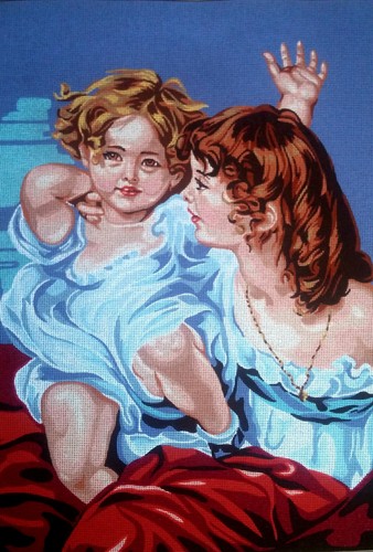 Needlepoint tapestry painted