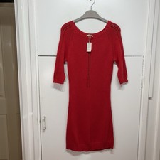 Maje Red Knit Mini Dress Ladder Stretch Cotton Short Sleeve Mugatu Size 1