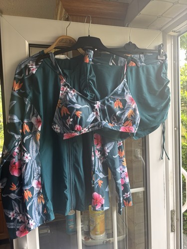 Ladies green piece floral - green,