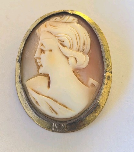 Vintage shell cameo brooch - shell,