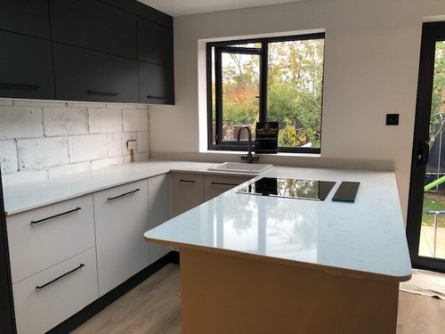 White carrara kitchen - carrara,