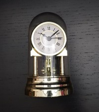 QUARTZ BRASS EFFECT TABLE MANTLE TORSION PENDULUM CLOCK WITH ACRYLIC DOME COVER