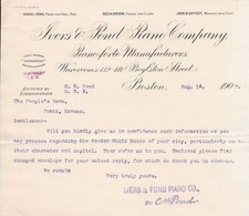 U.S. IVERS & POND PIANO COMPANY, Boston 1902 Manfs. Information Letter Ref 43930