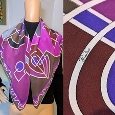 Vintage Pucci 60s 70s Purple Abstract Psychedelic Silk Square Scarf Mod 35"