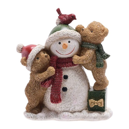 Snowman and teddy bears scene - and,