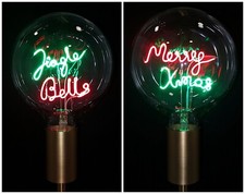 LED Neon Text Light Bulb 4W E27 Upright Jingle Bells Merry Xmas Christmas Gifts