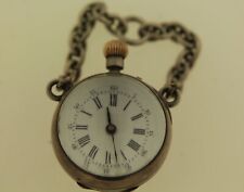 Antique glass ball pocket watch and chain 33mm diameter circa 1910