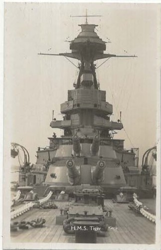 Wwi postcard hms tiger - rp,