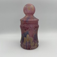 Vintage Rueven Art Israeli Handpainted Apothecary Glass Jar With Lid