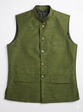 Men's Olive Green Raw Silk