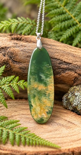 Greenstone pendant silver