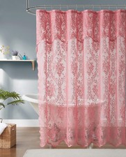 Rose Pink Lace Shower Curtain
