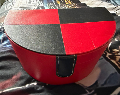 Red black faux leather - faux,
