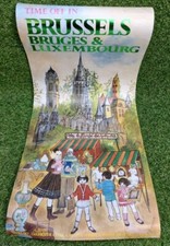 Rare Vintage 1970s Time Off  European Brussels Trips Europe Travel Agents Poster