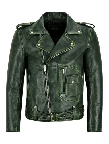 Men biker jacket green - biker,