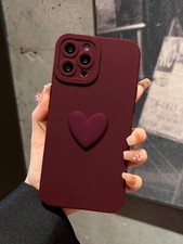 Burgundy Heart Phone Case For