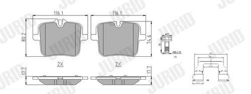 Rear jurid 574038j brake pad - 574038j,