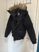 Canada Goose Large Girls Bomber Coat Black with Fur Hood Chilliwack 7950
