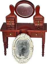 Dolls House Dressing Table Pivoting Mirror & Drawers & China Framed Wall Mirror