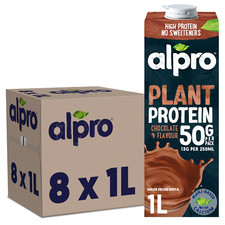 8 x 1L Alpro Plant Soya Protein Drink Chocolate Flavour Gluten Free