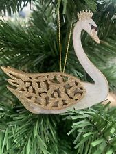 Glitter wood swan Christmas