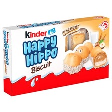 Kinder 5 Happy Hippo Biscuits Milk & Hazelnut Hippo Shaped Bars 103.5g Kids Gift