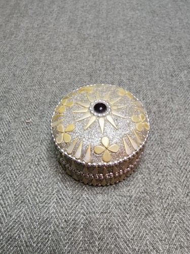 Vintage pill box metal with - vintage,