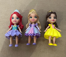 3x Disney Princess Mini Doll Figures Belle Ariel Rapunzel 3.5"