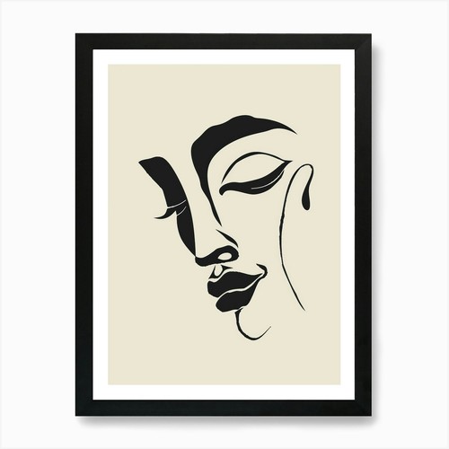 Buddha face art print - face, framed