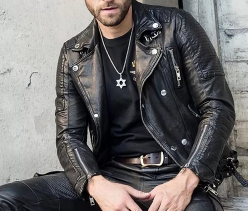 Men black biker motorcycle - men's,