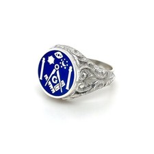 Silver 925 Enamelled Symbols of Freemasonry Ring