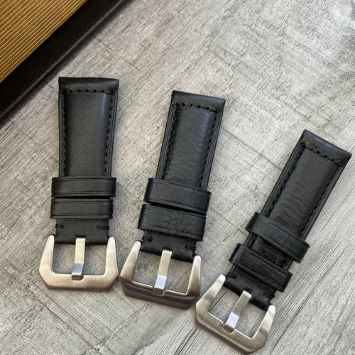 Black leather watch strap for - black,