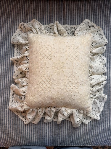 Vintage lace pillow peacock - vintage,