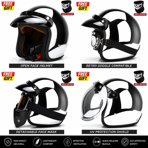 Open face motorcycle helmet - face,