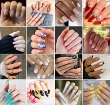 False nails press on full cover coffin square oval french ombre kit artificial