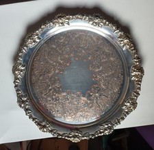 Vintage Silver Plated Drinks Tray Chased  (Candle Mark)  BARKER ELLIS Antique