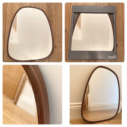 Walnut pebble wall mirror - wall,
