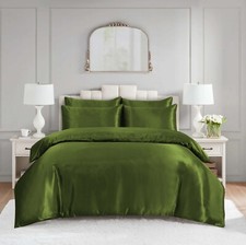 6 Pcs Satin Complete Bedding Set Silky Duvet Cover, Fitted sheet & Pillow Cases