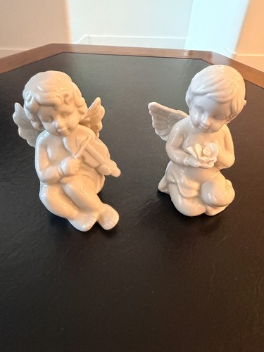 Vintage white ceramic cherub - vintage,
