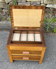 Vintage Wooden Sewing Box /Table Mid-Century Small Storage Table Opening Drawers
