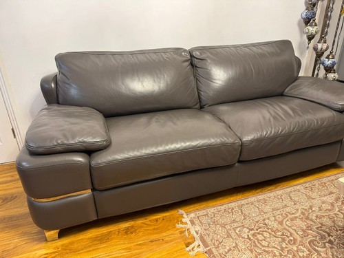 Grey leather seater sofa - 3,