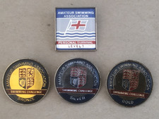 ASA AMATEUR SWIMMING ENAMEL GOLD SILVER BRONZE & PERSONAL SURVIVAL BADGES MEDALS